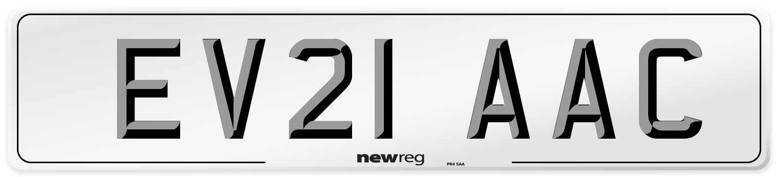 EV21 AAC Number Plate from New Reg